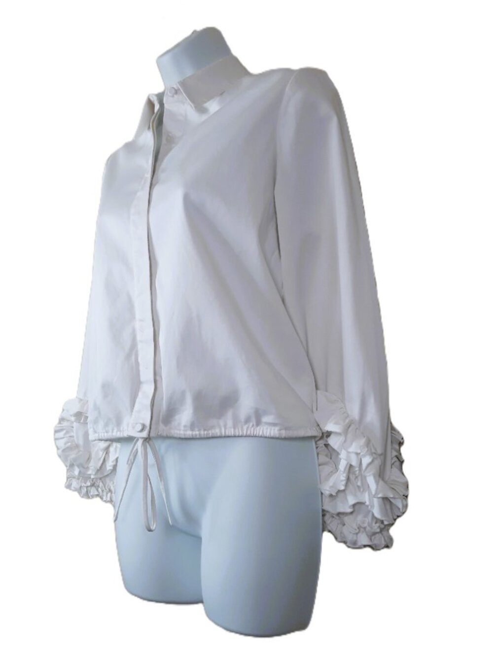 Alexis Ruffle Sleeve Top Off-White Button Front Small - Picture 3 of 7